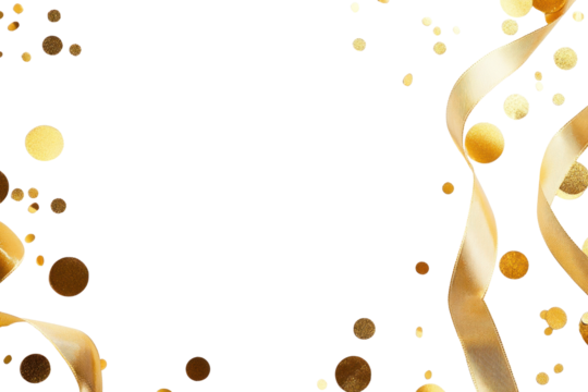 PNG Gold ribbon confetti background elegant.