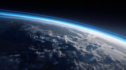 Fototapeta premium Exploring earth from space a stunning view of our planet above the atmosphere digital art