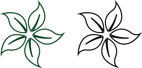 Flower Icons Vector Set, Collection and Group, Decorative Floral Silhouettes, Petals, Blossom, Botanical Minimal Line Style, Monochrome and Colorful Graphic Bundle for Nature, Garden and Spring Design