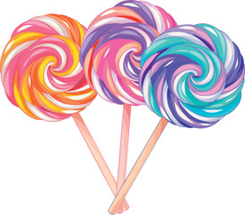 Three Swirled Lollipops on Sticks in Fun Arrangement