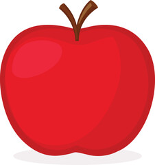 Flat vector of a whole red apple isolated on a transparent background
