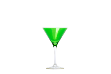 a green martini glass with a white background
