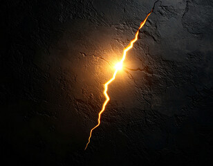 A glowing crack in a dark wall, representing hope emerging from despair