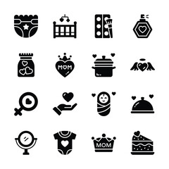 Download this latest bundle of mothers day elements glyph style icons