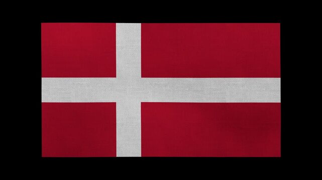 A Denmark flag rolls and waves in front of a black background.