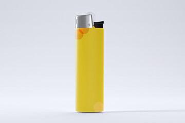 Lighter Mockup design template, yellow cigarette lighter