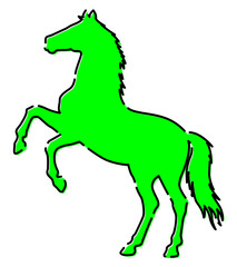 午 馬のシルエットのイラスト素材 おしゃれ グリーン