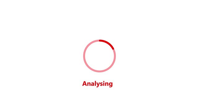 Abstract Analyzing process loading bar with running precents on the white screen. 4k video animation 