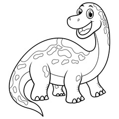 Smiling Brontosaurus Cartoon Illustration Line Art