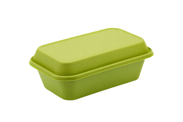 a green container with a lid on a white background