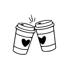 romantic coffee date outline graphic