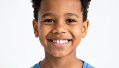 Naklejka premium Smiling young boy with a cheerful expression. 