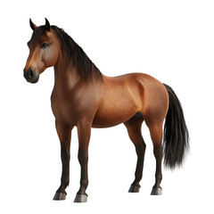 Obraz premium A majestic brown horse with a dark mane and tail stands proudly on a transparent background isolated on transparent background
