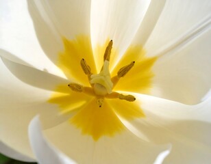 Close-up of a white tulip's center