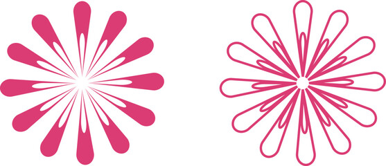 Flower Icons Vector Set, Collection and Group, Decorative Floral Silhouettes, Petals, Blossom, Botanical Minimal Flat Line Style, Monochrome and Colorful Graphic Bundle for Nature, Garden and Spring D