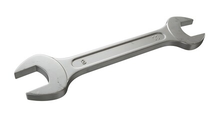 A single silver metal wrench is displayed diagonally on a plain white background in this image