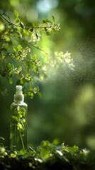 Refreshing natural essence garden product photography in lush greenery close-up view