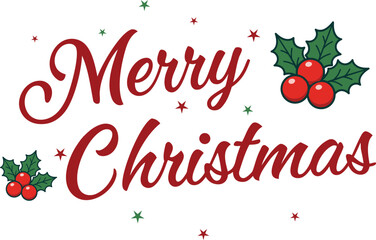 Merry Christmas Text Design – Festive Typography Vector