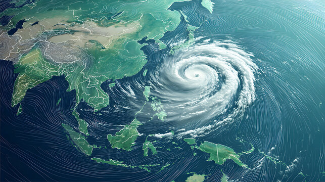 Typhoon strikes japan aerial and satellite imagery showcasing nature's fury and extreme weather