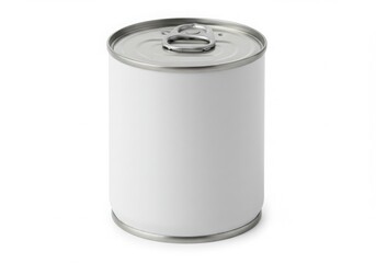 Blank white tin can isolated on white background