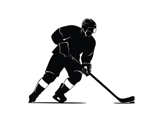 hockey player silhouette Isolated with white background 