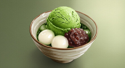 抹茶アイスと和の甘味