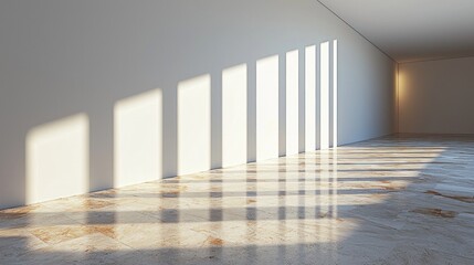Empty room with sunlight streaks