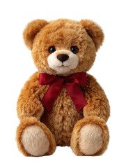 Obraz premium Cute Brown Teddy Bear with Red Bow for Children's Decor and Gifts