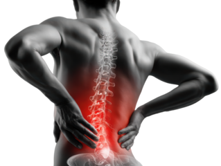 low back pain a young man holding his back and bend in pain