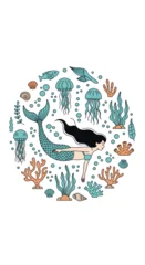 Papier peint photo Sirène Enchanting underwater world depicting a graceful mermaid amidst marine life and coral reefs  © Rasheda