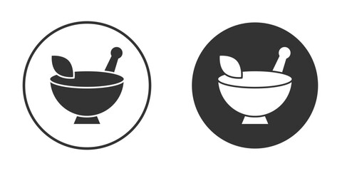 Mortar pestle icon for website design, logo for web and apps.