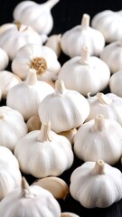 Close-up of many fresh garlic bulbs