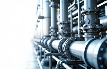 Naklejka premium Industrial pipes and valves in a modern manufacturing facility creating a technical environment