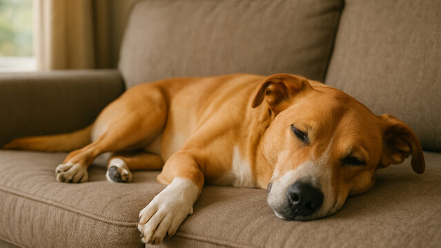 dog lying on a sofa