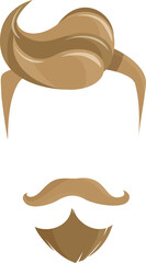 a vector illustration of a cream funky hairstyle and short beard for mens