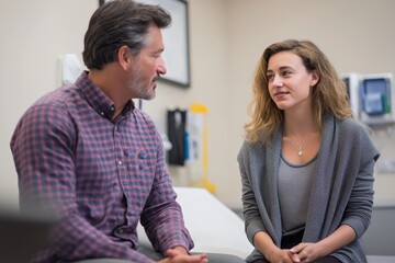 a patient and a primary care doctor in discussion during a routine check-up