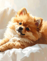 A sleeping Pomeranian puppy	