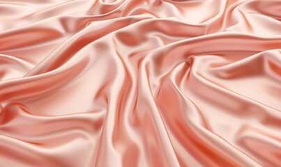Fototapeta premium Peach satin fabric texture elegant background with soft folds and light