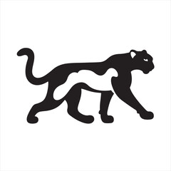 Naklejka premium Silhouette Style Vector Cheetah Logo Icon – Minimal Wild Cat Emblem for Sports Branding, Fast Animal Symbol, Monochrome Jungle Predator Design, Elegant Graphic for Print and Digital Use