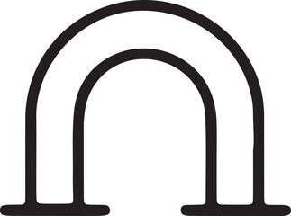 Fototapeta premium Black arched doorway symbol on white background entrance