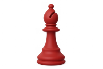 Red bishop chess piece standing on a transparent background, perfect for game, strategy, and competition concepts