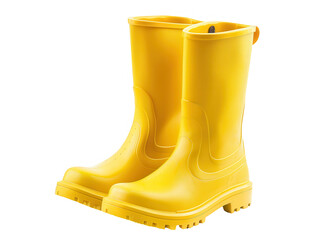 Pair of rubber boots, pastel yellow, isolated