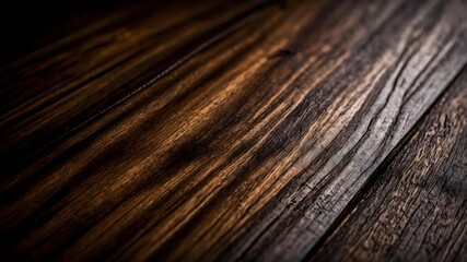 Fototapeta premium Textura de madera oscura con veta natural y luz lateral dramática