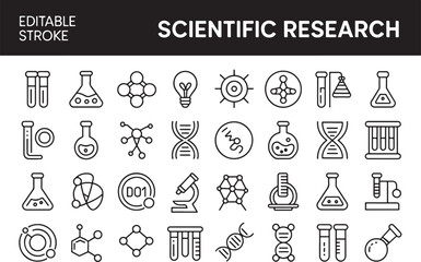 Scientific Research and Laboratory Thin Line Icon Set