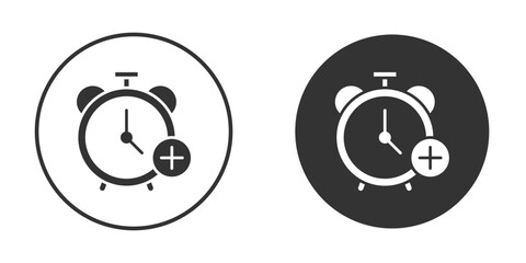 Alarm plus icon for website design, logo for web and apps.