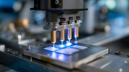 Quad Head Placement Machine for BGA Chips on Motherboard