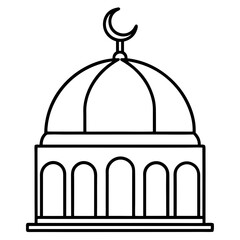Minimal Mosque Dome with Crescent Outline