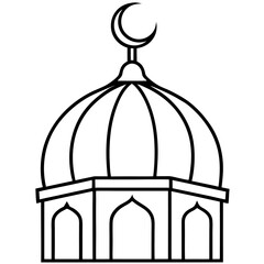 Minimal Mosque Dome with Crescent Outline