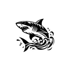 A fierce shark leaping out of the water