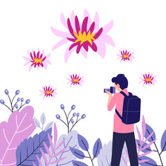 Man Photographing Flowers